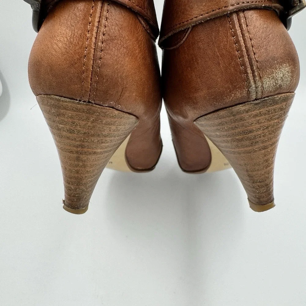 Steve Madden Brown‎ Leather 7 Slouchy Heeled Ankle Boot Casual Spain